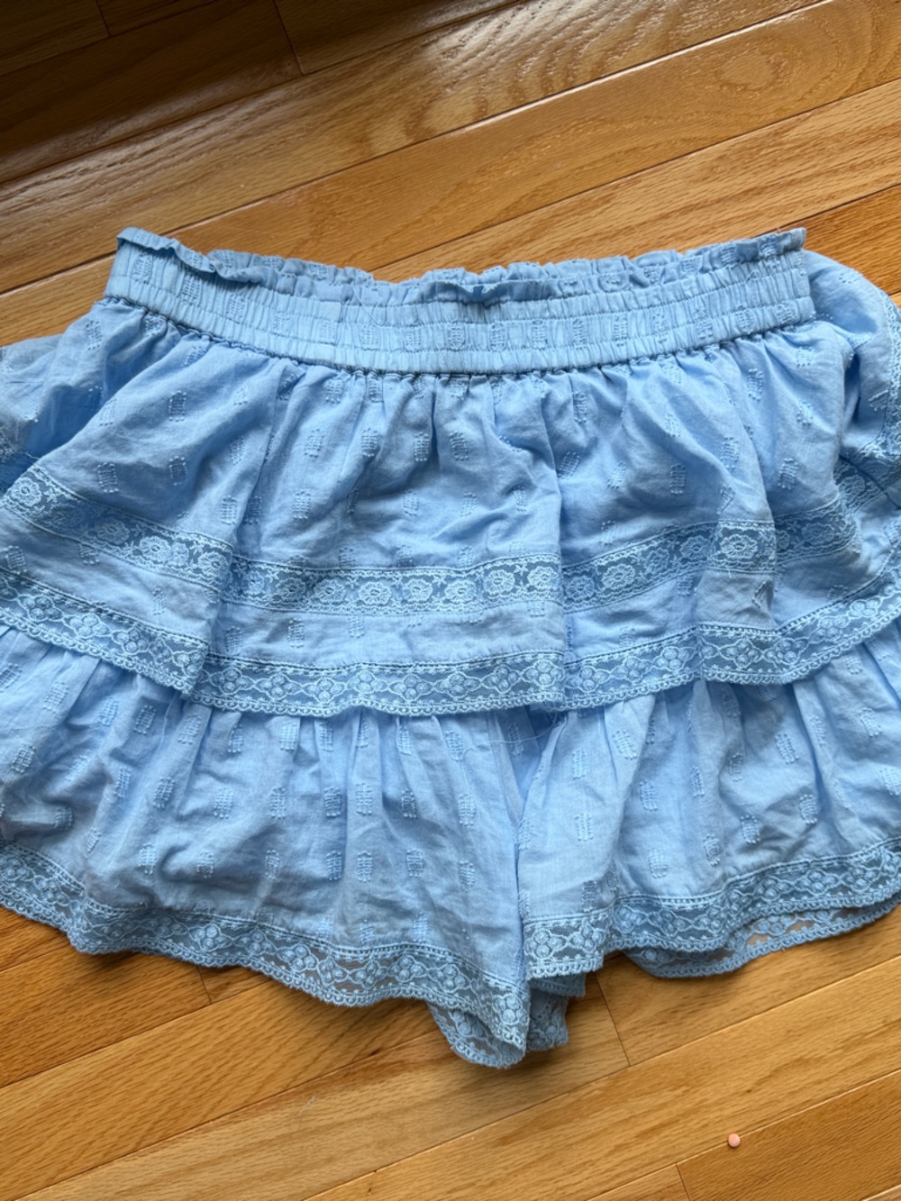 Altar'd State Light Blue Tiered Eyelet Lace Mini Skort XL
